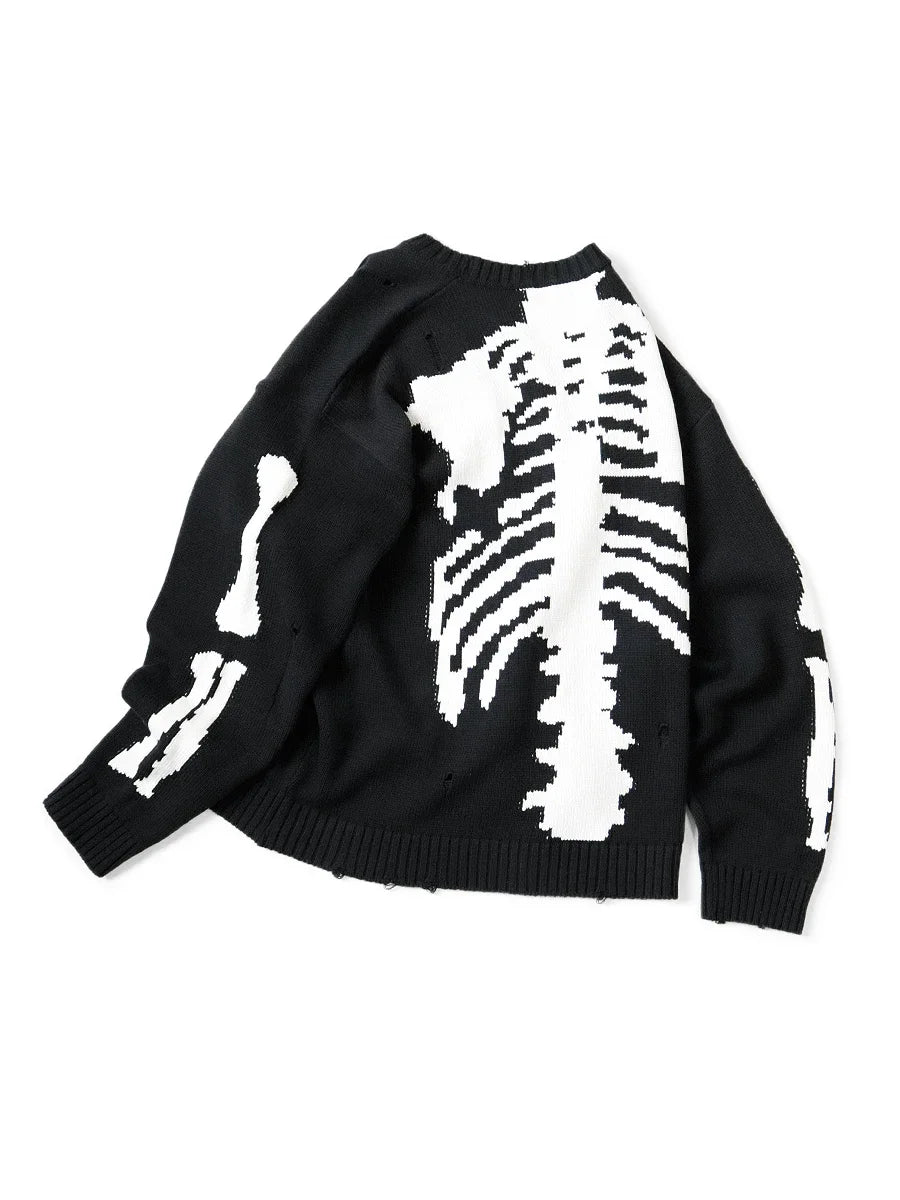 Kapital Hirata Hiroshi Bones Skeletons Japanese Vintage Heavy Pullover Round Neck Knitted Sweater