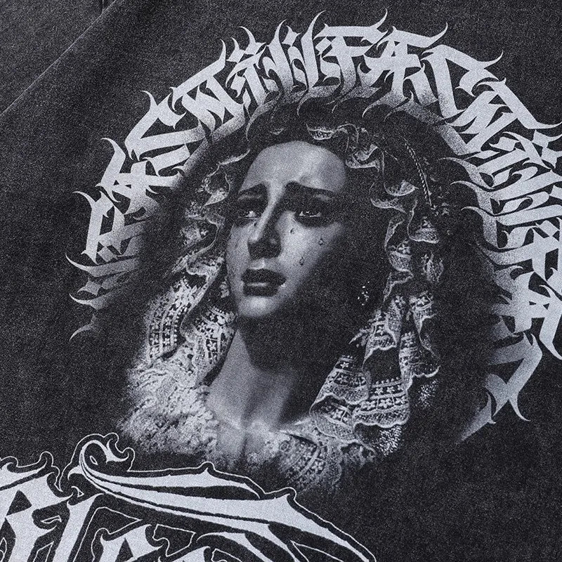 Oversized Plus Size Godness Aesthetic Gothic Women's Graphic Tees Shirts Washed Summer Cotton Short Sleeve T-Shirt for Men Women