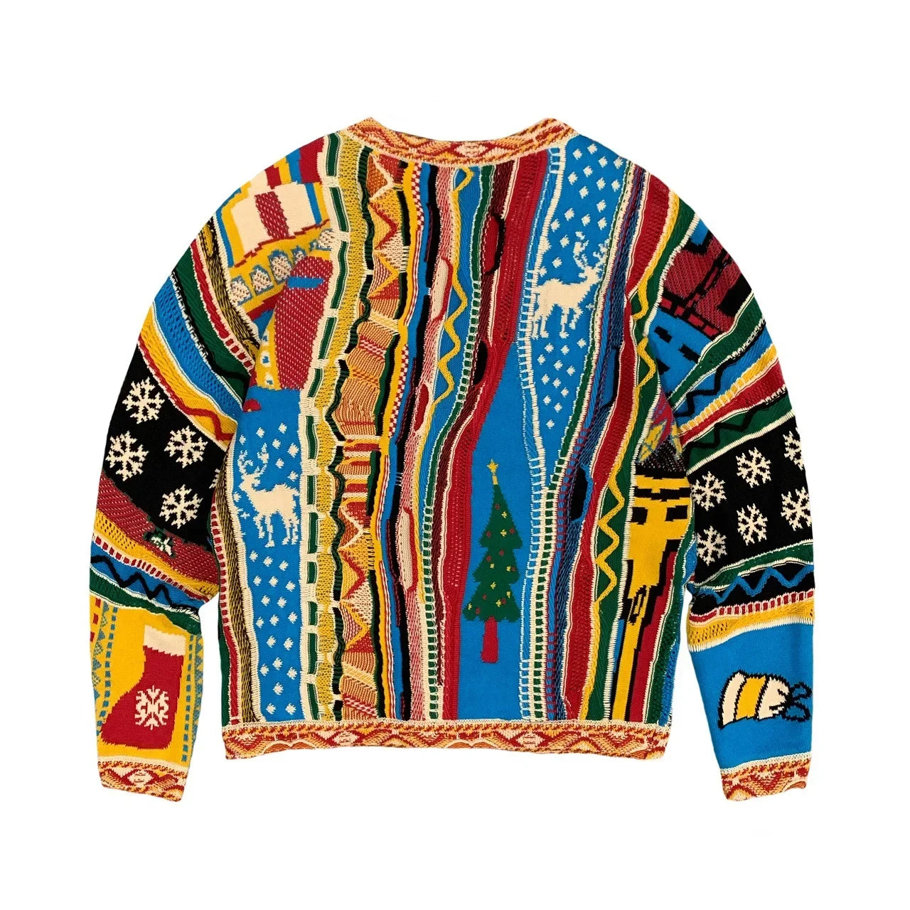 Kapital Vintage Non Hirata Hiroshi Japanese Jacquard Heavy Industry Cardigan V-Neck Sweater Coat for Men