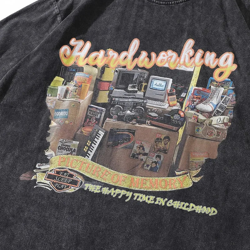 Oversize Plus Size Handwork Graphic T-Shirt for Women Men Grunge Clothes Distressed Summer Goth Aesthetic Clothing Tops Tees