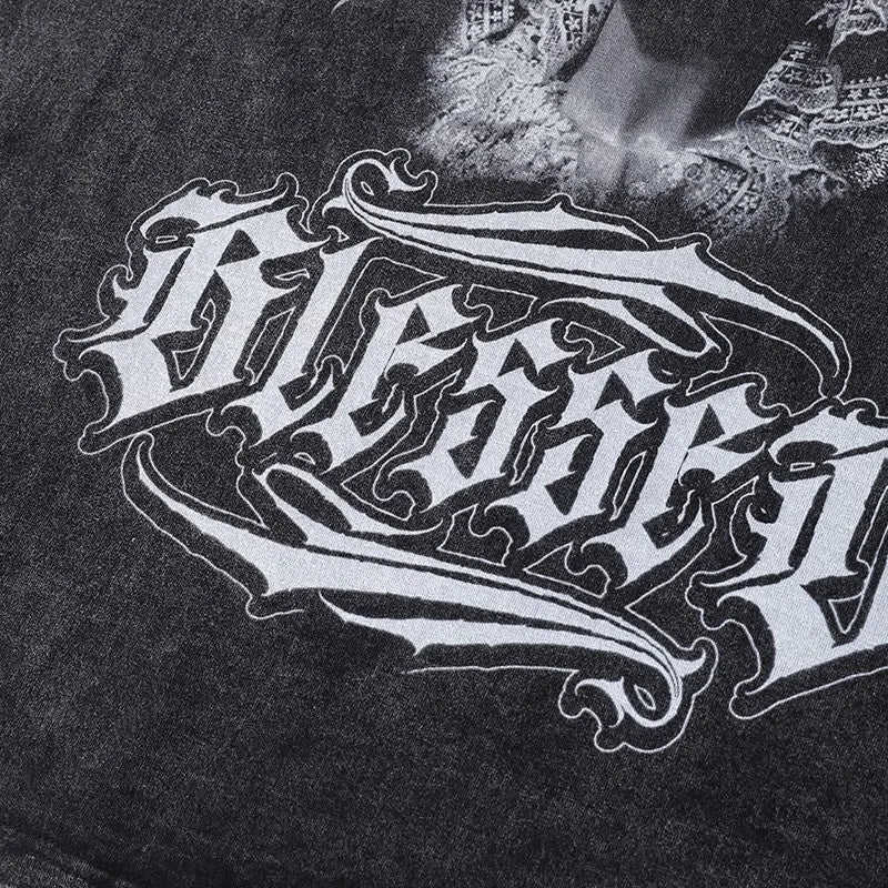 Oversized Plus Size Godness Aesthetic Gothic Women's Graphic Tees Shirts Washed Summer Cotton Short Sleeve T-Shirt for Men Women